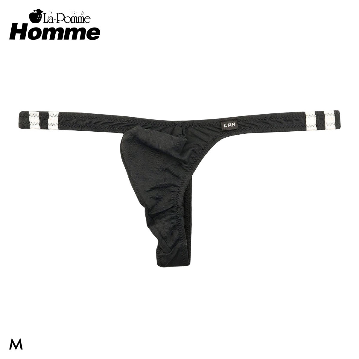 ラポーム オム MFS ブルマ風 マイクロ Tバック ビキニ メンズ 前とじ 日本製 La-Pomme Homme(BK-ブラック-M)