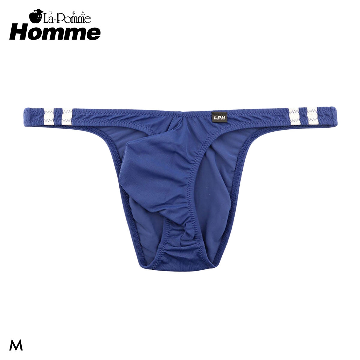 ラポーム オム MFS ブルマ風 マイクロ ハーフバック ビキニ メンズ 前とじ 日本製 La-Pomme Homme(NV-ネイビー-M)