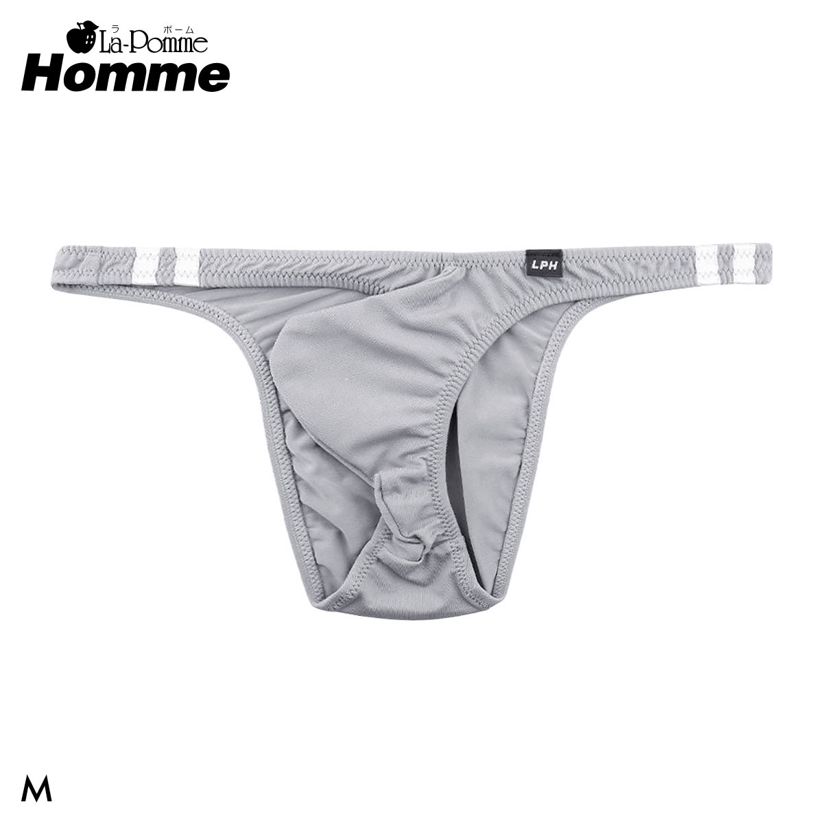 ラポーム オム MFS ブルマ風 マイクロ ハーフバック ビキニ メンズ 前とじ 日本製 La-Pomme Homme(GY-グレー-M)