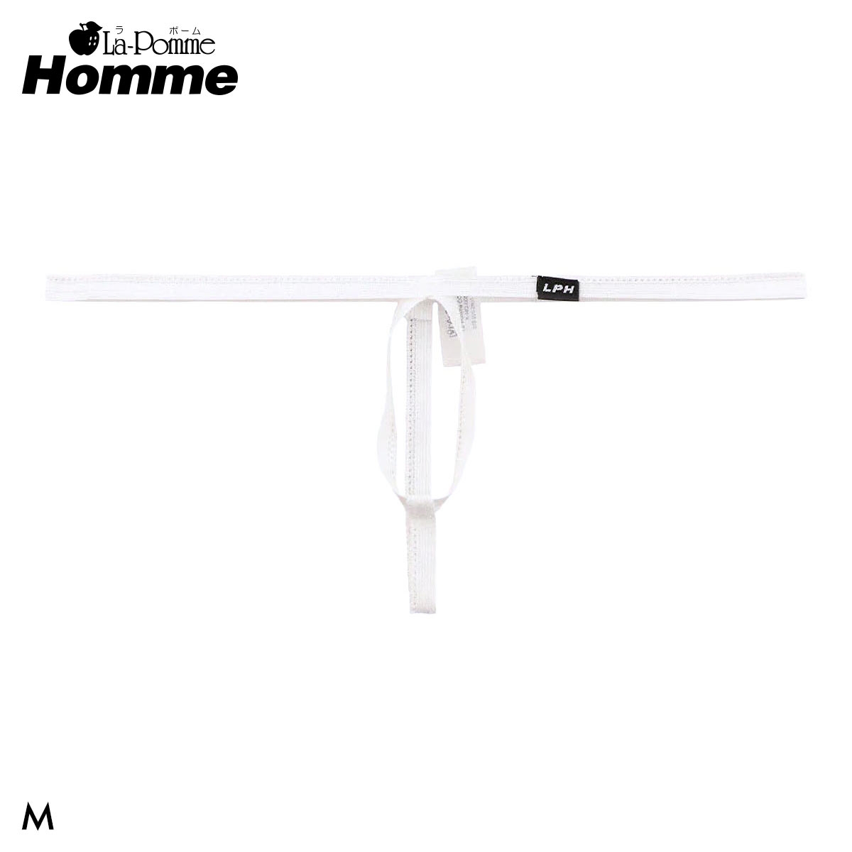 ラポーム オム ピコゴム穴あき Gストリング メンズ Tバック La-Pomme Homme(WH-ホワイト-M)