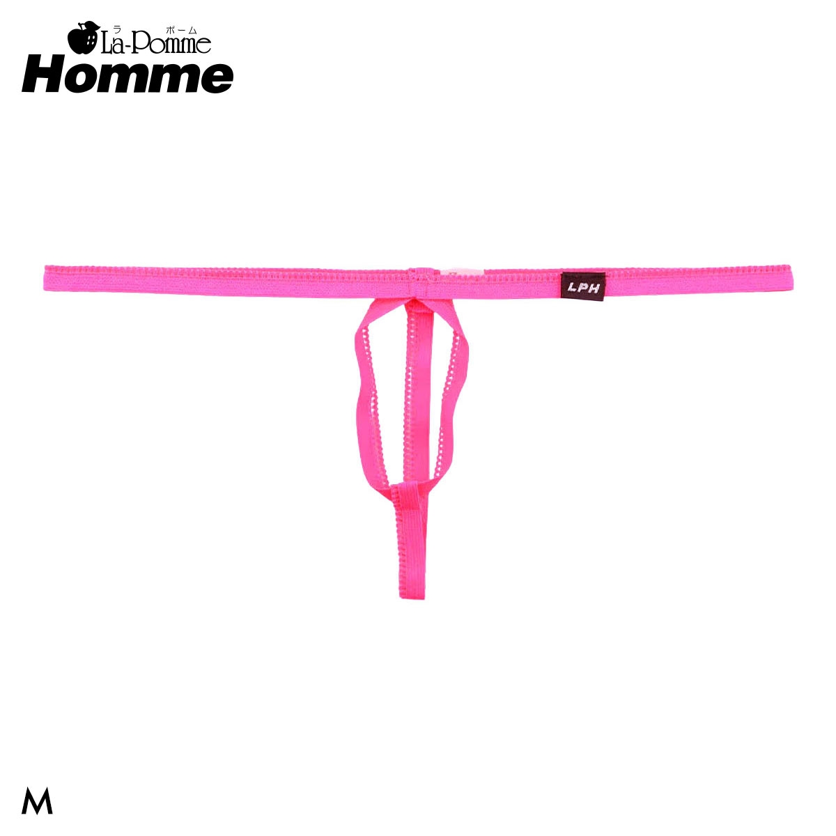 ラポーム オム ピコゴム穴あき Gストリング メンズ Tバック La-Pomme Homme(RO-ローズ-M)