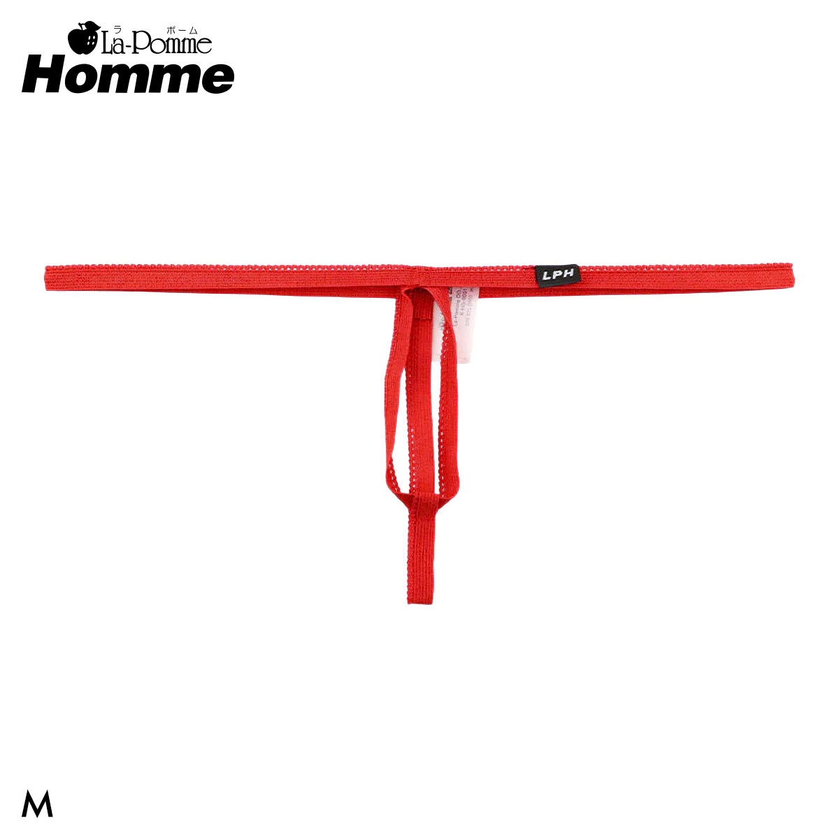 ラポーム オム ピコゴム穴あき Gストリング メンズ Tバック La-Pomme Homme(RE-レッド-M)