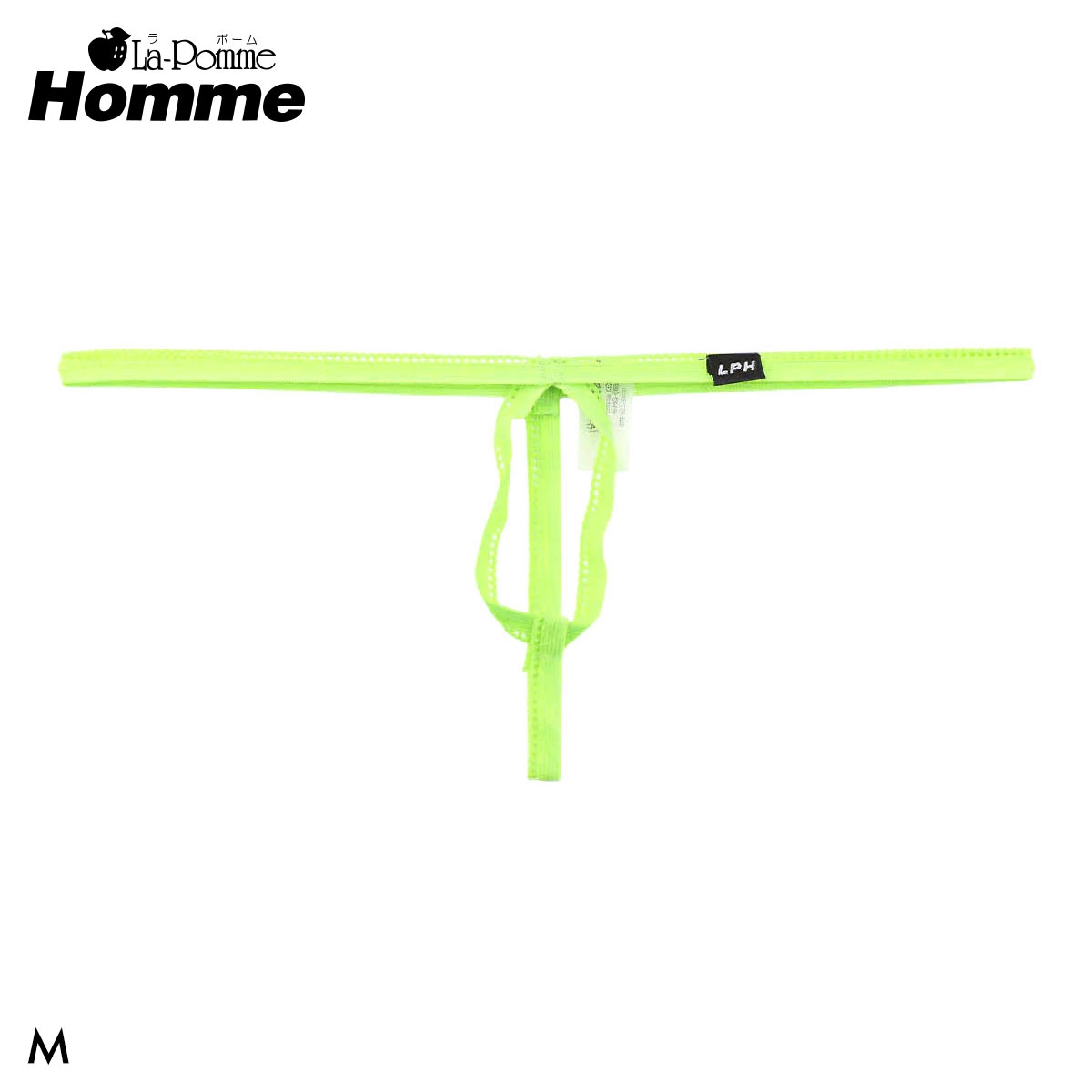 ラポーム オム ピコゴム穴あき Gストリング メンズ Tバック La-Pomme Homme(GR-グリーン-M)