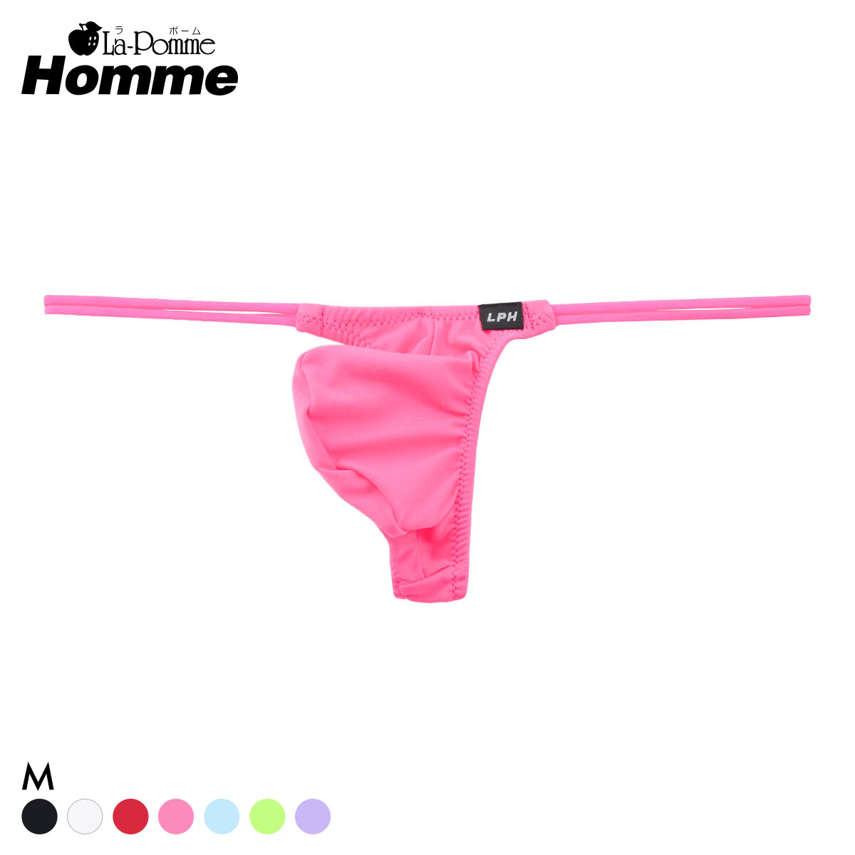 ラポーム オム ダブルループゴム Tバック ビキニ メンズ 日本製 La-Pomme Homme(RO-ローズ-M)
