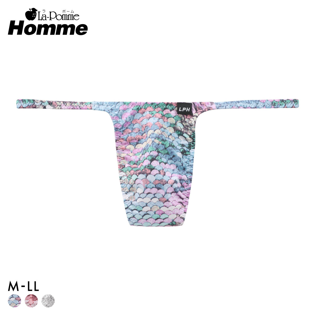 ラポーム オム スパンコールプリント Tバック ビキニ メンズ 日本製 La-Pomme Homme 大きいサイズ(MLT-マルチ-M)