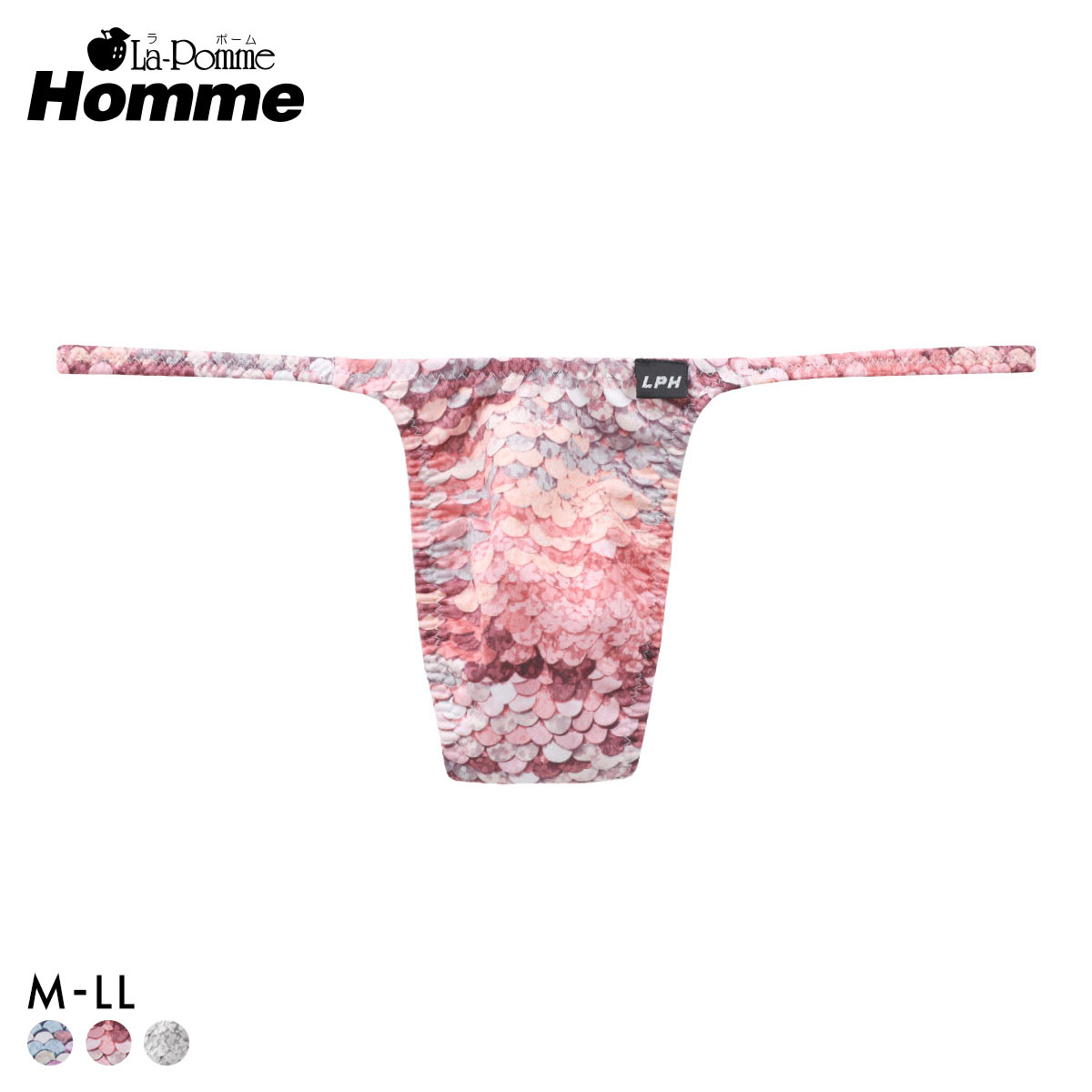 ラポーム オム スパンコールプリント Tバック ビキニ メンズ 日本製 La-Pomme Homme 大きいサイズ(PI-ピンク-M)