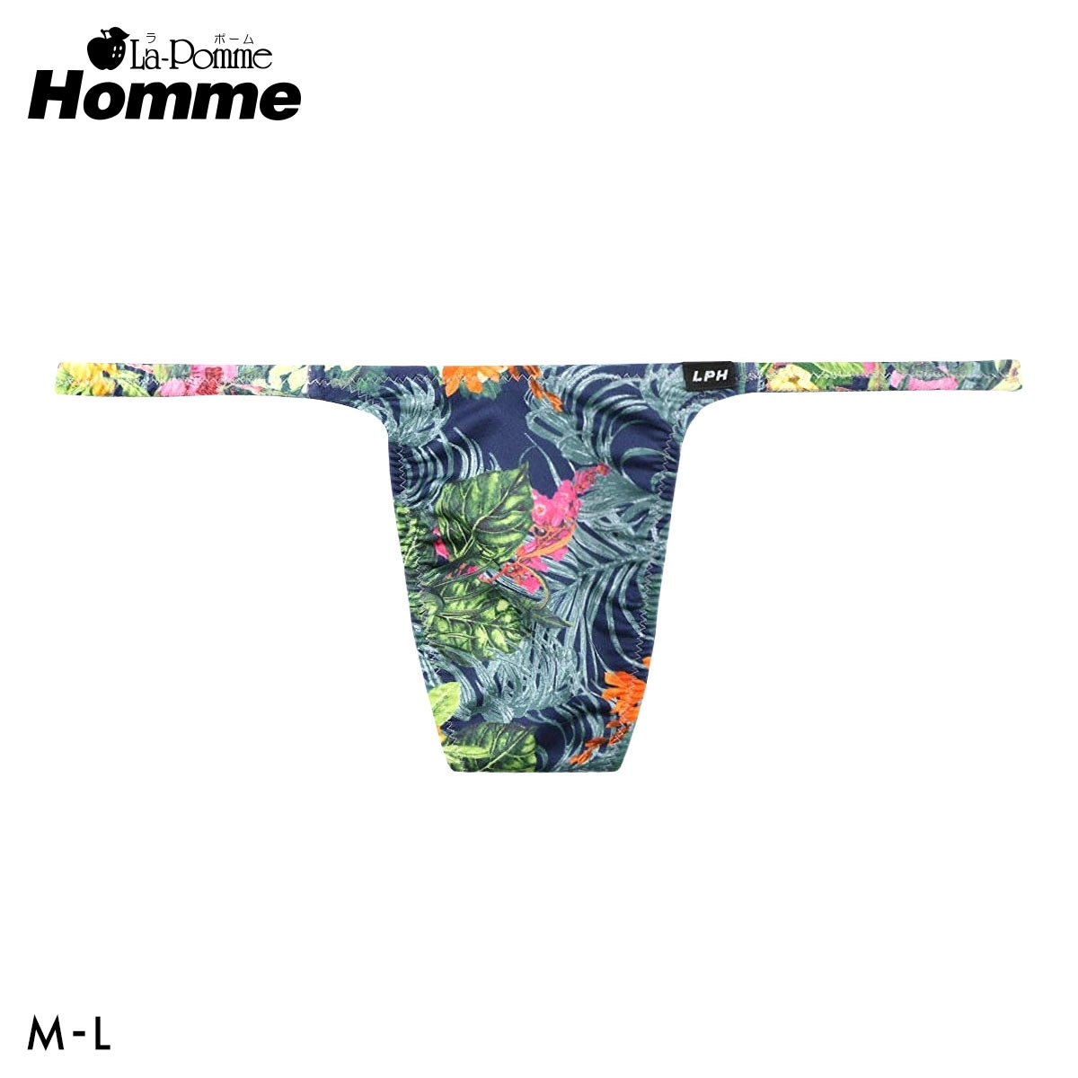 ラポーム オム アマゾンリーフプリント Tバック ビキニ メンズ 日本製 La-Pomme Homme(NV-ネイビー-M)