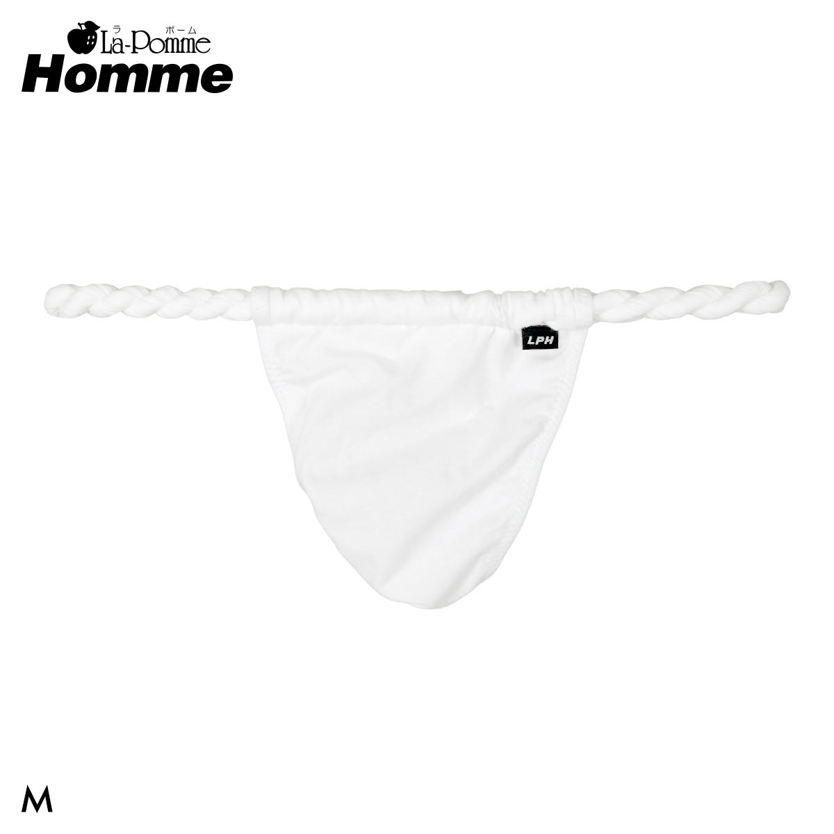 ラポーム オム ベア天 ふんどし Tバック ビキニ メンズ 日本製 La-Pomme Homme(WH-ホワイト-M)