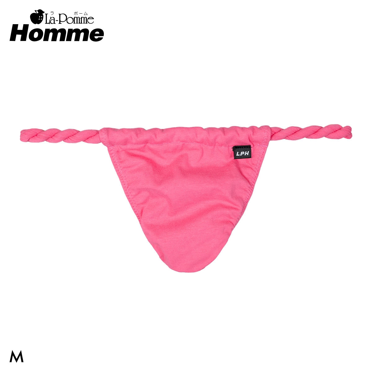 ラポーム オム ベア天 ふんどし Tバック ビキニ メンズ 日本製 La-Pomme Homme(PI-ピンク-M)