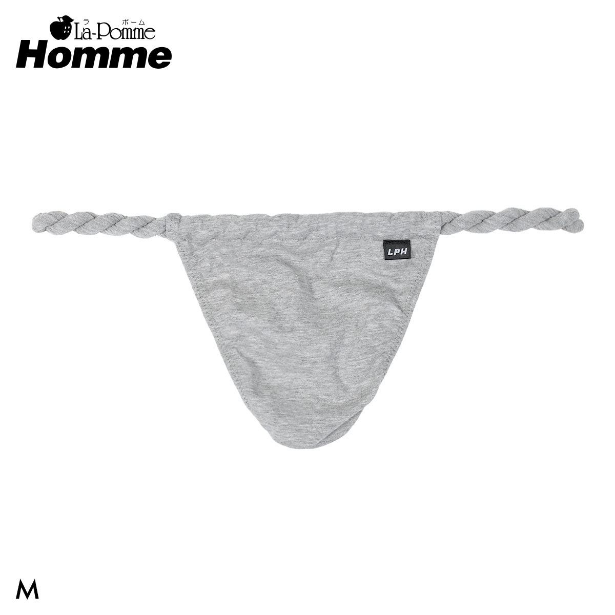 ラポーム オム ベア天 ふんどし Tバック ビキニ メンズ 日本製 La-Pomme Homme(GY-グレー-M)