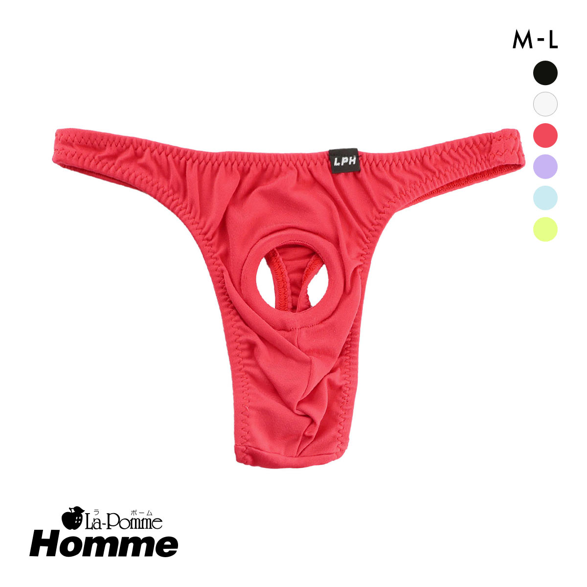 ラポーム オム パワーシリコンリング内蔵 Tバック ビキニ メンズ 日本製 La-Pomme Homme(RE-レッド-M)