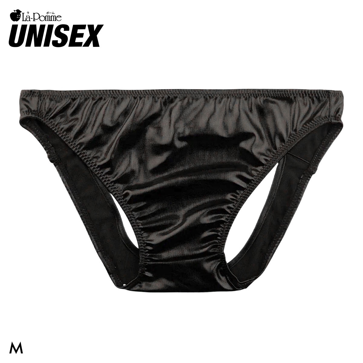 ラポーム ユニセックス メタリック Oバック ショーツ La-Pomme UNISEX 男女兼用(BK-ブラック-M)
