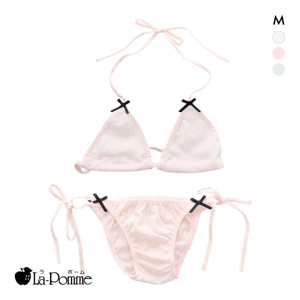 ラポーム リボン付き ブラ＆ショーツセット レディース フェミニン La-Pomme