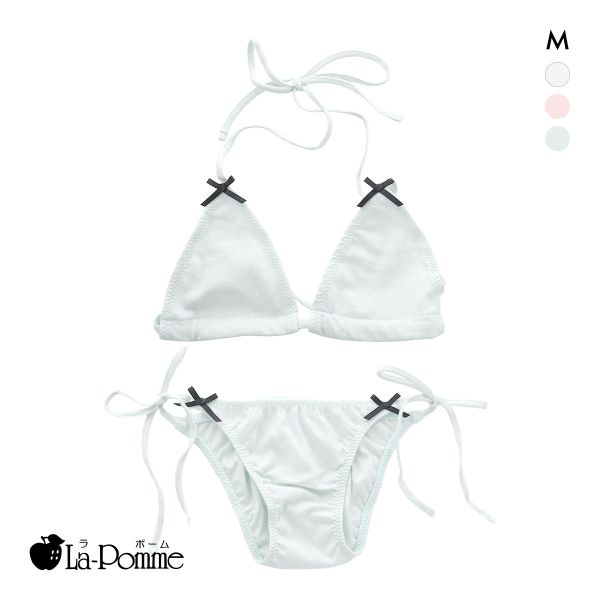 ラポーム リボン付き ブラ＆ショーツセット レディース フェミニン La-Pomme