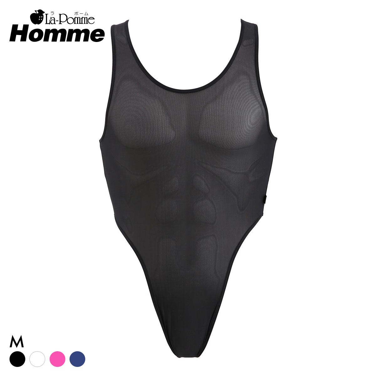 ラポーム オム メンズレオタード 日本製 La-Pomme Homme(BK-ブラック-M)