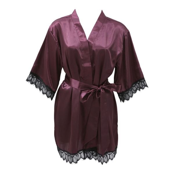 シークレットスタイル Secret Style サテンランジェリー ガウン M-L カーディガン ミディ ローブ 羽織 パジャマ ルームウェア