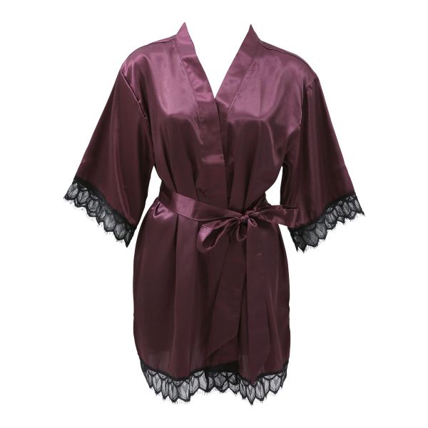 シークレットスタイル Secret Style サテンランジェリー ガウン M-L カーディガン ミディ ローブ 羽織 パジャマ ルームウェア