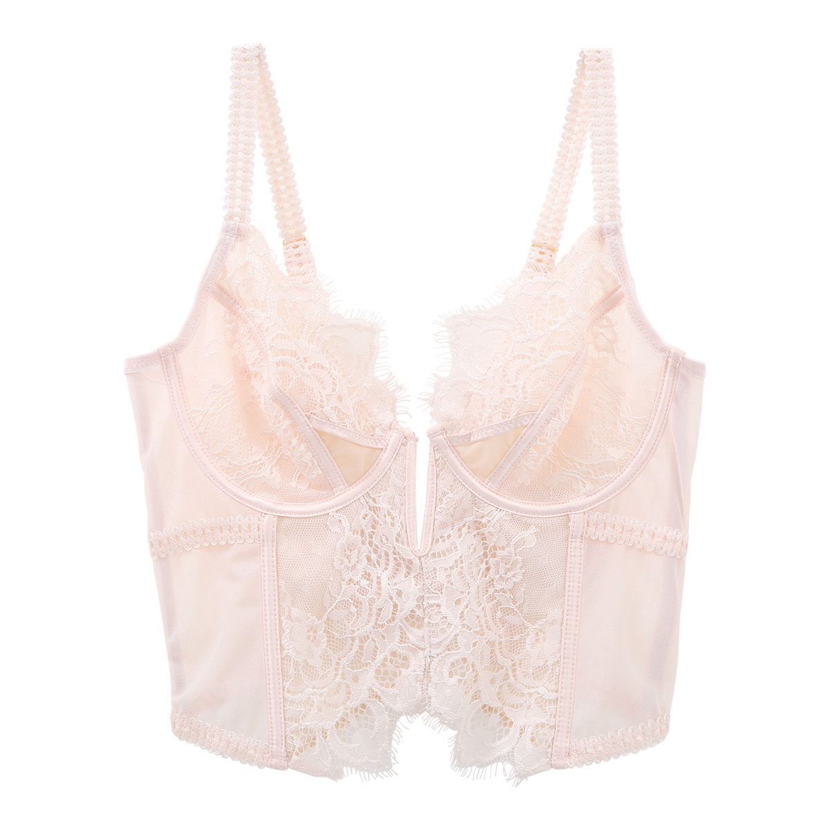 シークレットスタイル Secret Style ノンパテッド ロングブラ S M L LL コルセット トップ ビスチェ 単品(PI-ピンク-S)