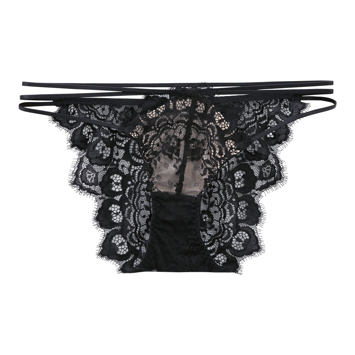 シークレットスタイル Secret Style 総レース ストリングショーツ S M L LL スタンダード ひびきにくい ノーマルショーツ 透け 単品(BK-ブラック-S)