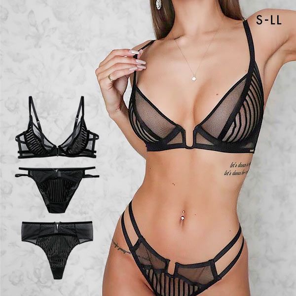 シークレットスタイル Secret Style シアー ノンパテッド ブラ＆ショーツ＆Tバック 3点セット ショーツ ブラセット 魅せブラ