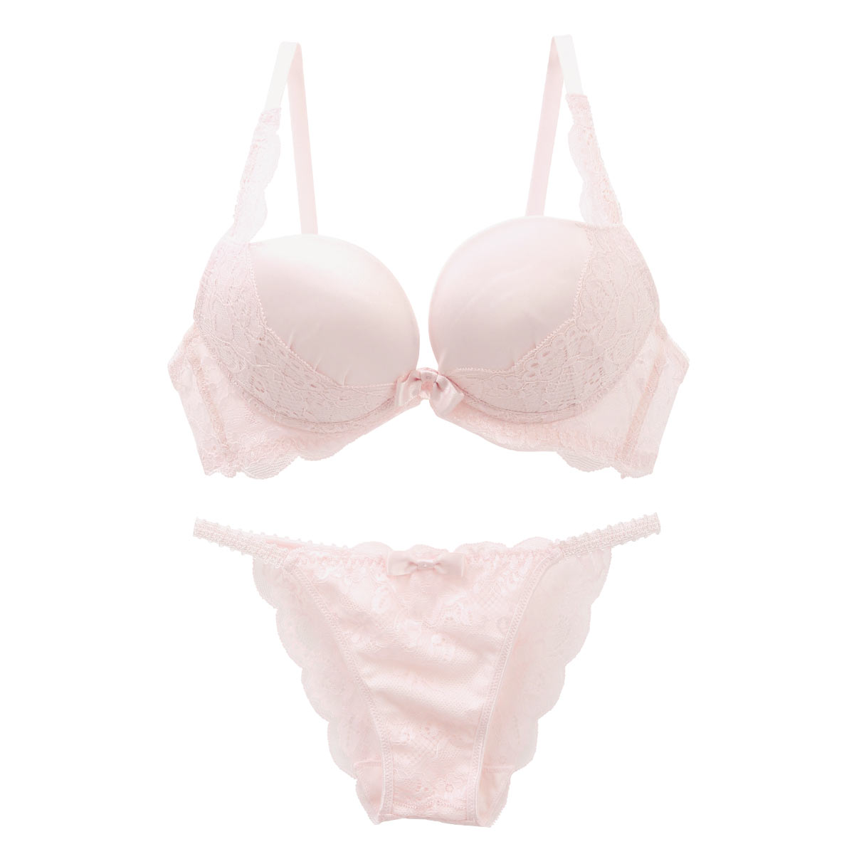 ギャラシー 美乳ブラ 3/4カップ ブラジャー ショーツ セット ベーシック 盛りブラ 谷間ブラ Wパッド 定番カラー(LPI-薄ピンク-B65)