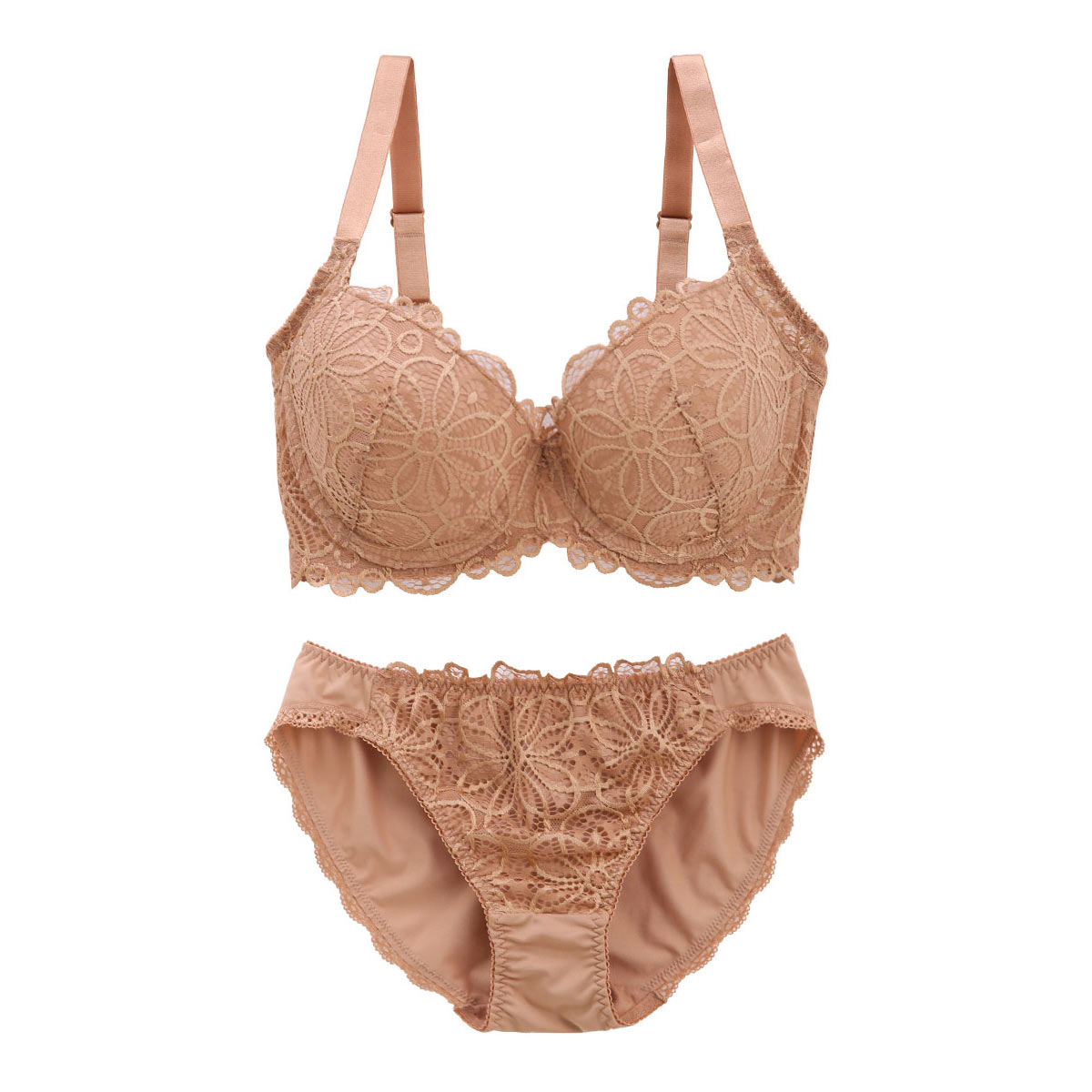 ギャラシー 美乳ブラ 背中すっきり脇高 3/4カップ ブラショーツセット GHI(MO-モカ-G65)