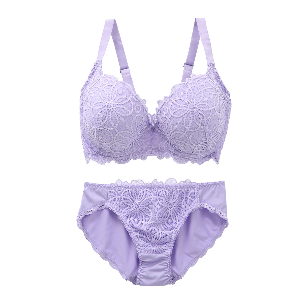ギャラシー 美乳ブラ 背中すっきり脇高 3/4カップ ブラショーツセット GHI(LPU-薄パープル-G65)