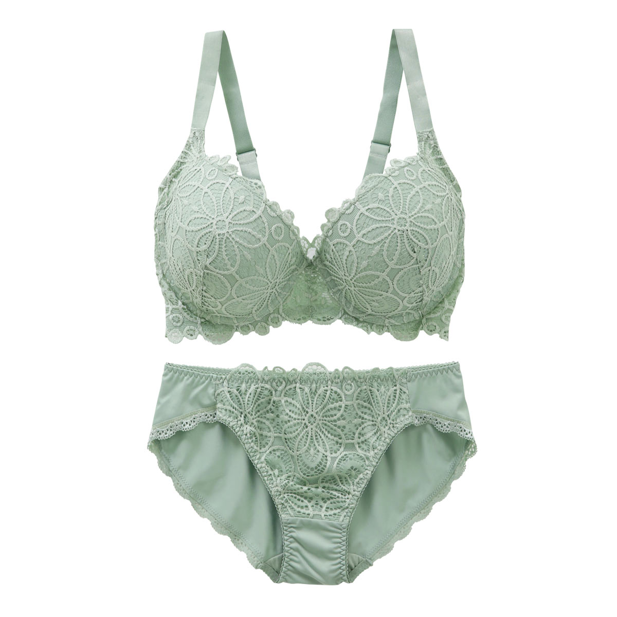 ギャラシー 美乳ブラ 背中すっきり脇高 3/4カップ ブラショーツセット GHI(MI-ミント-G65)