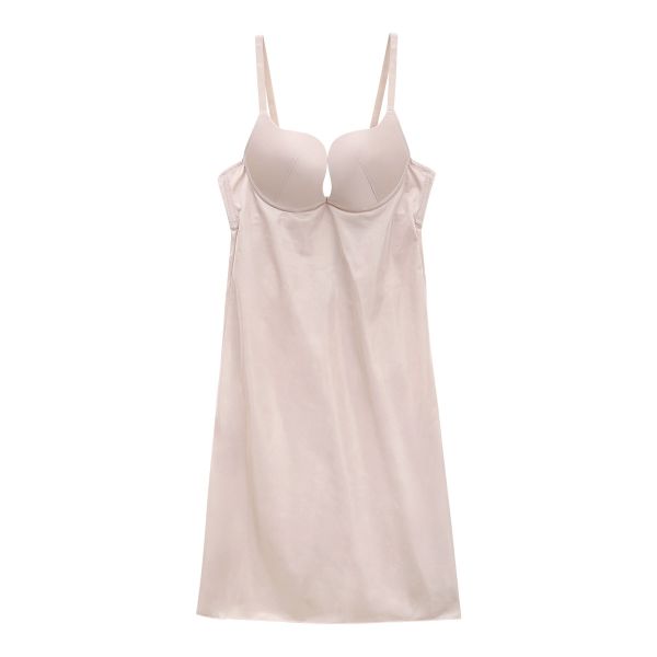ギャラシー 美乳カップ トリコット ブラスリップ スリップ ロングキャミソール ランジェリー カップ付き ホック付き