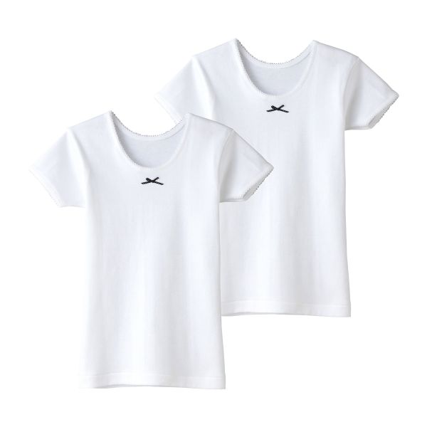 グンゼ GUNZE キッズ ジュニア あったか厚地 3分袖シャツ 2枚組 女児 女の子 ガールズ 子供肌着