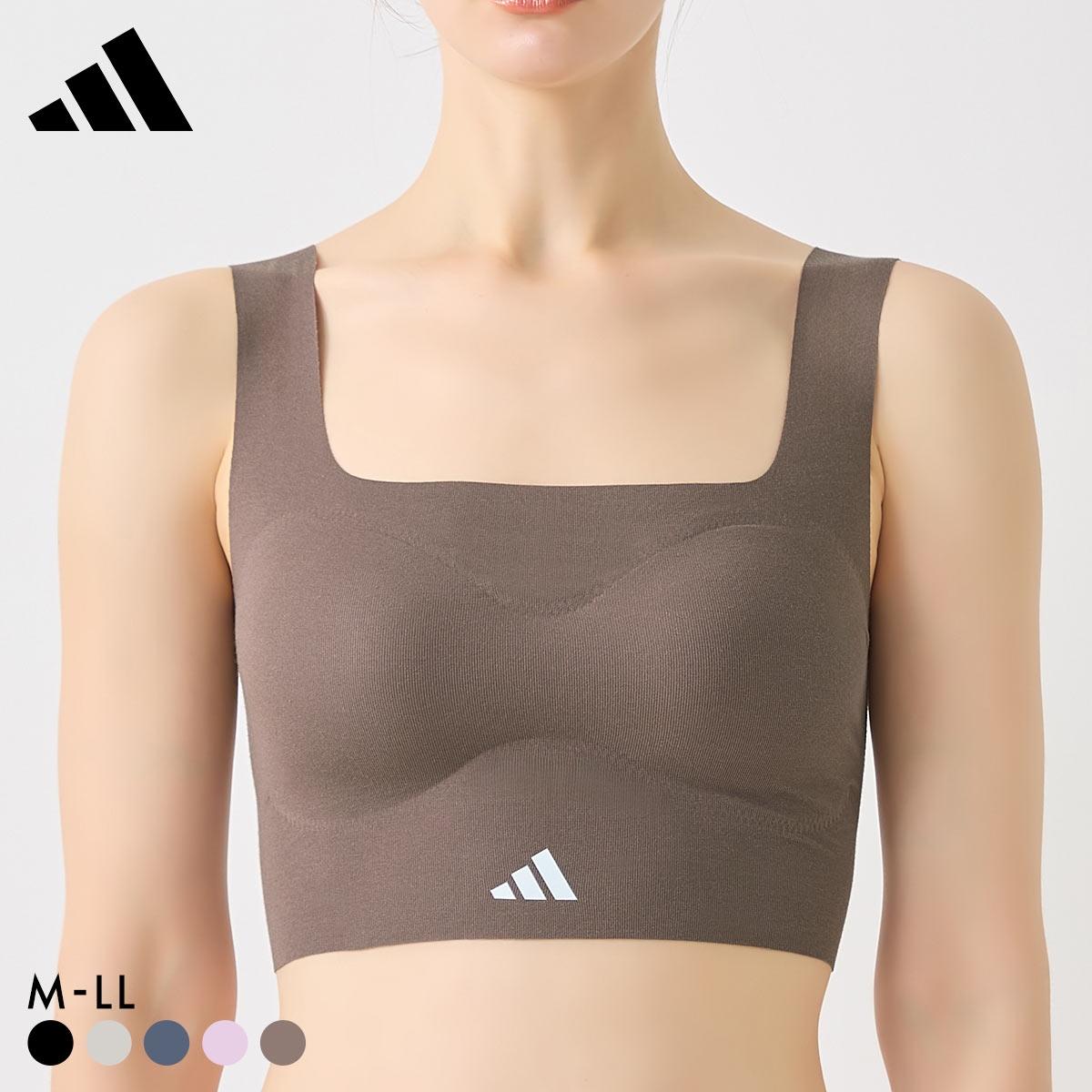 アディダス 無縫製ノンワイヤー ブラジャー adidas(CAC-カカオ-M)