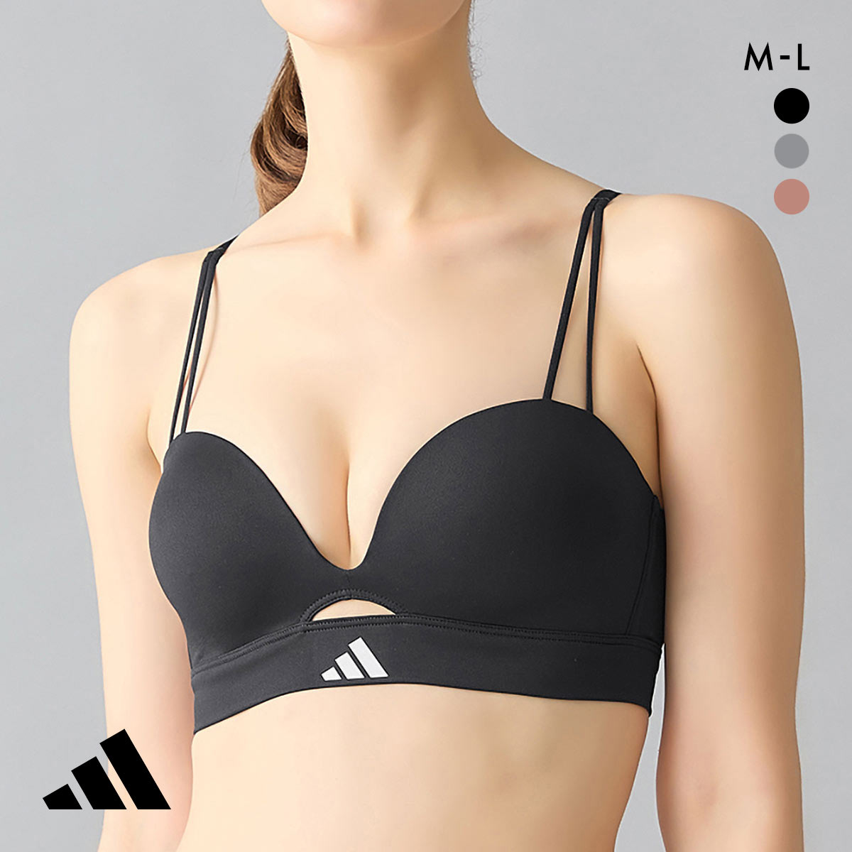 アディダス ノンワイヤー ブラジャー レディース adidas(BK-ブラック-M)