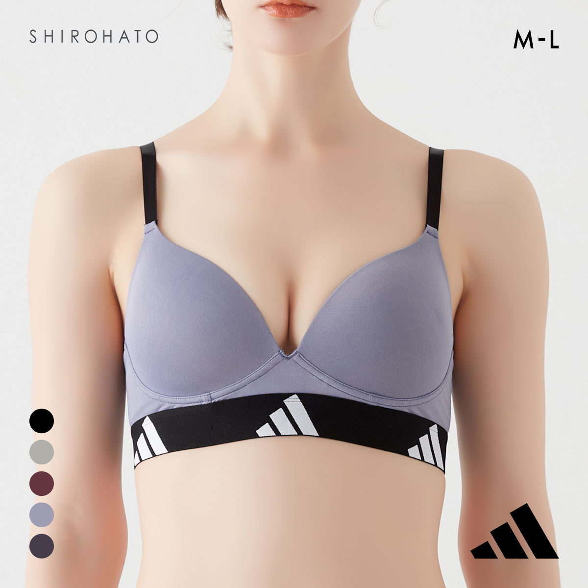 アディダス ノンワイヤー ブラジャー レディース adidas(PU-パープル-M)