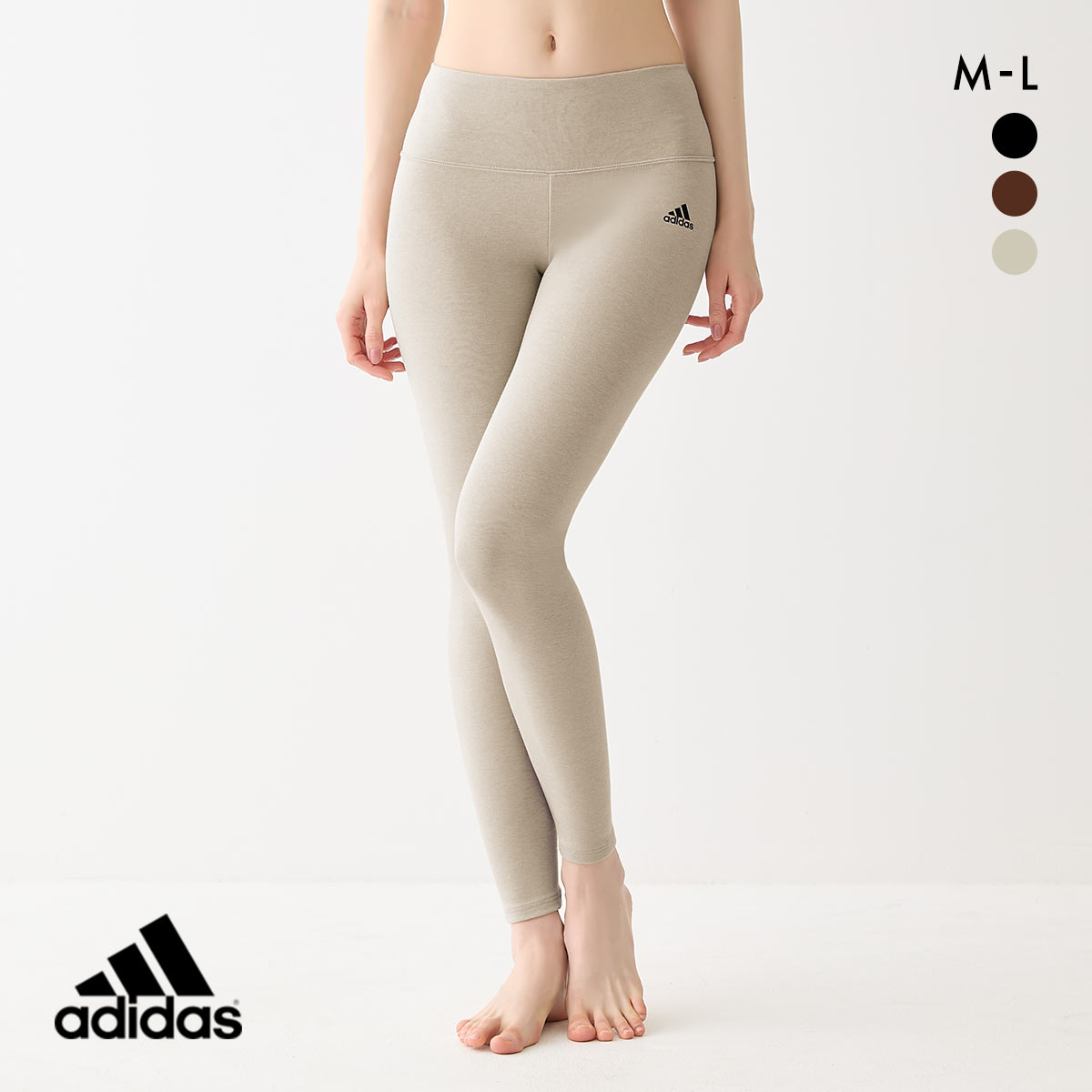 アディダス スポーツレギンス レディース インナー ボトム ロング丈 吸湿発熱 adidas(GG-グレージュ-M)