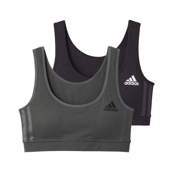 アディダス adidas スリーストライプ ハーフトップ 2枚組 レディース ノンワイヤーブラ スポーツブラ ロゴ
