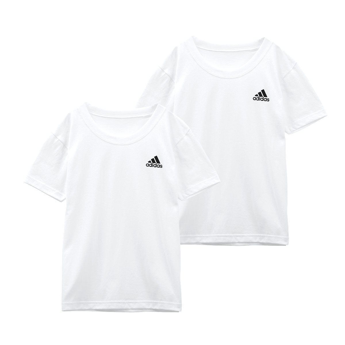 アディダス adidas 2P クルーネック Tシャツ 2枚組 インナー ロゴ キッズ ジュニア 男の子(WH-ホワイト-140)