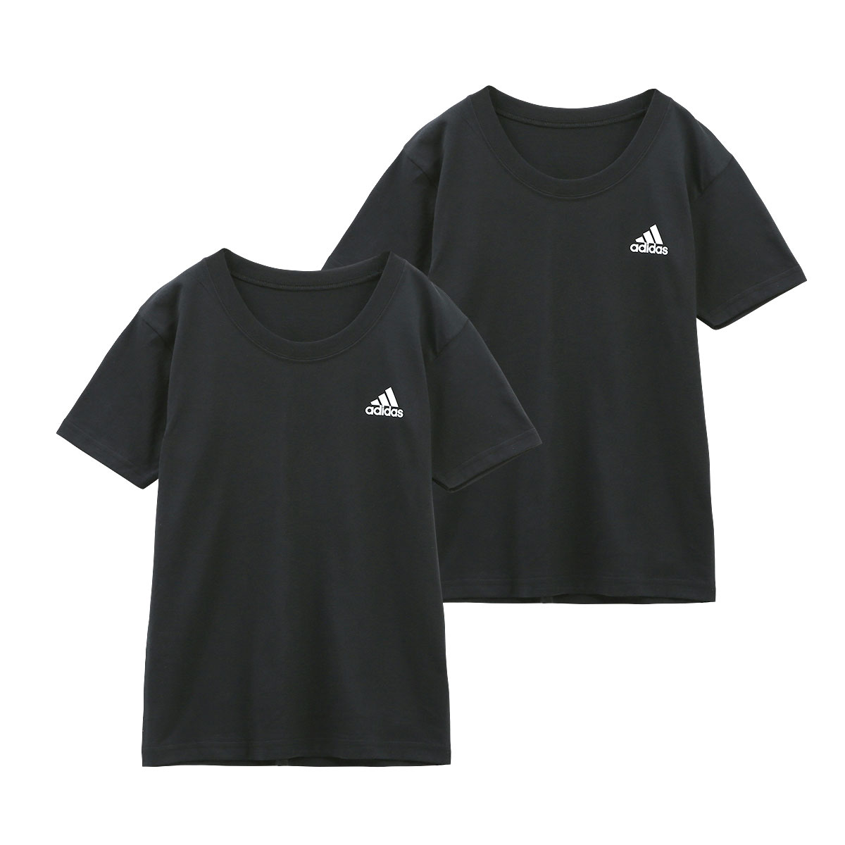 アディダス adidas 2P クルーネック Tシャツ 2枚組 インナー ロゴ キッズ ジュニア 男の子(BK-ブラック-140)