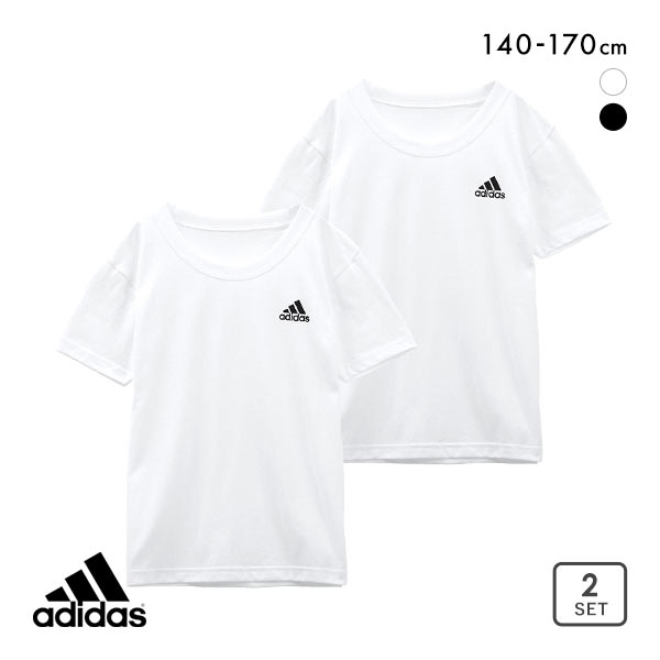アディダス adidas 2P クルーネック Tシャツ 2枚組 インナー ロゴ キッズ ジュニア 男の子