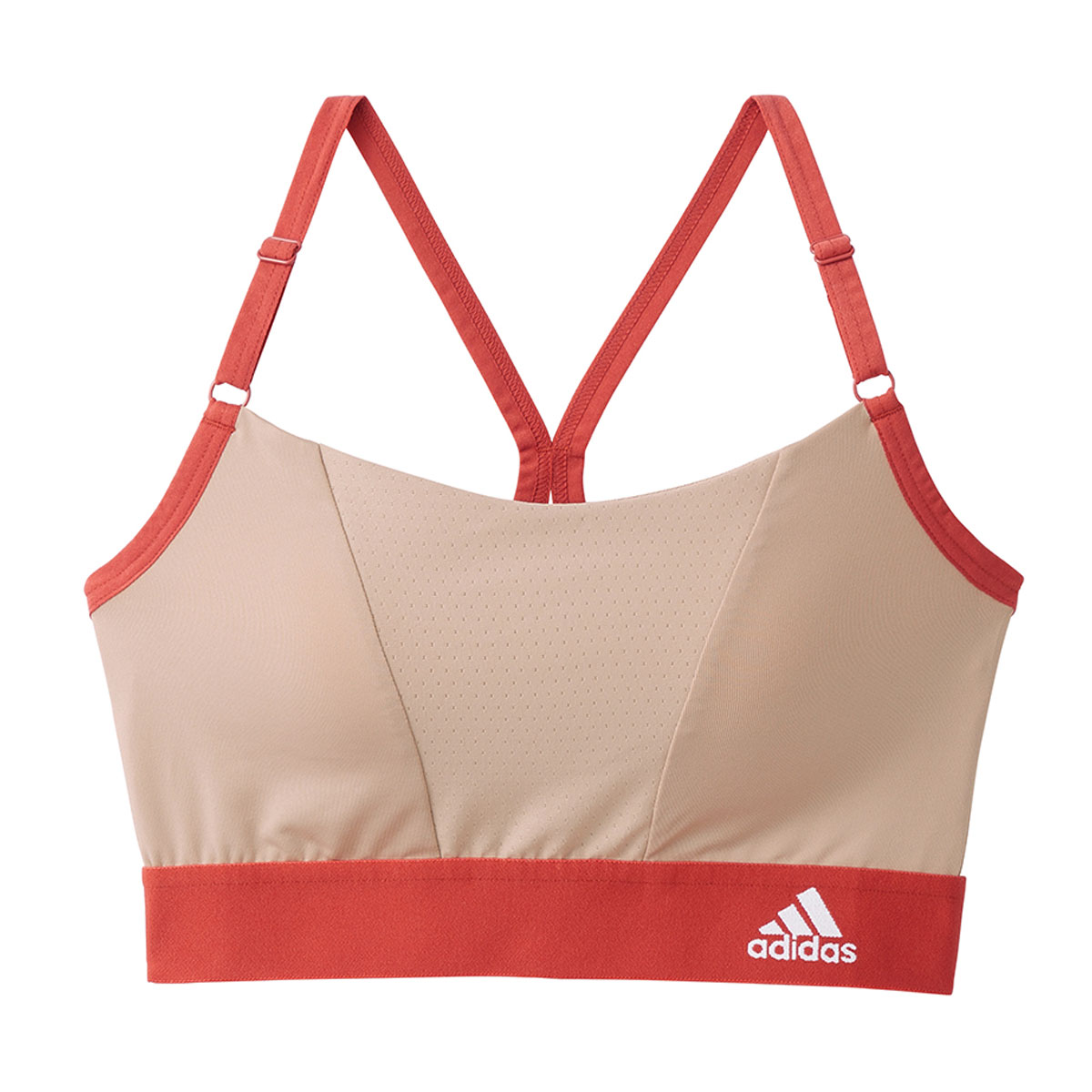 アディダス adidas エアースルー ハーフトップ レディース スポーツブラ ノンワイヤー ブラジャー 吸汗速乾 単品(BE-ベージュ-M)