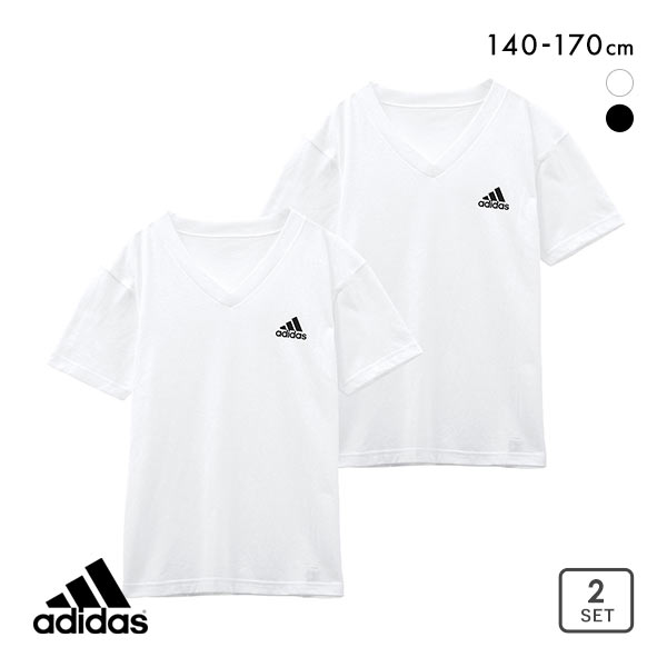 アディダス adidas 2P 半袖 Tシャツ 2枚組 Vネック インナー ロゴ キッズ ジュニア 男の子