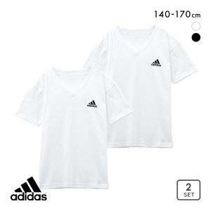 アディダス adidas 2P 半袖 Tシャツ 2枚組 Vネック インナー ロゴ キッズ ジュニア 男の子
