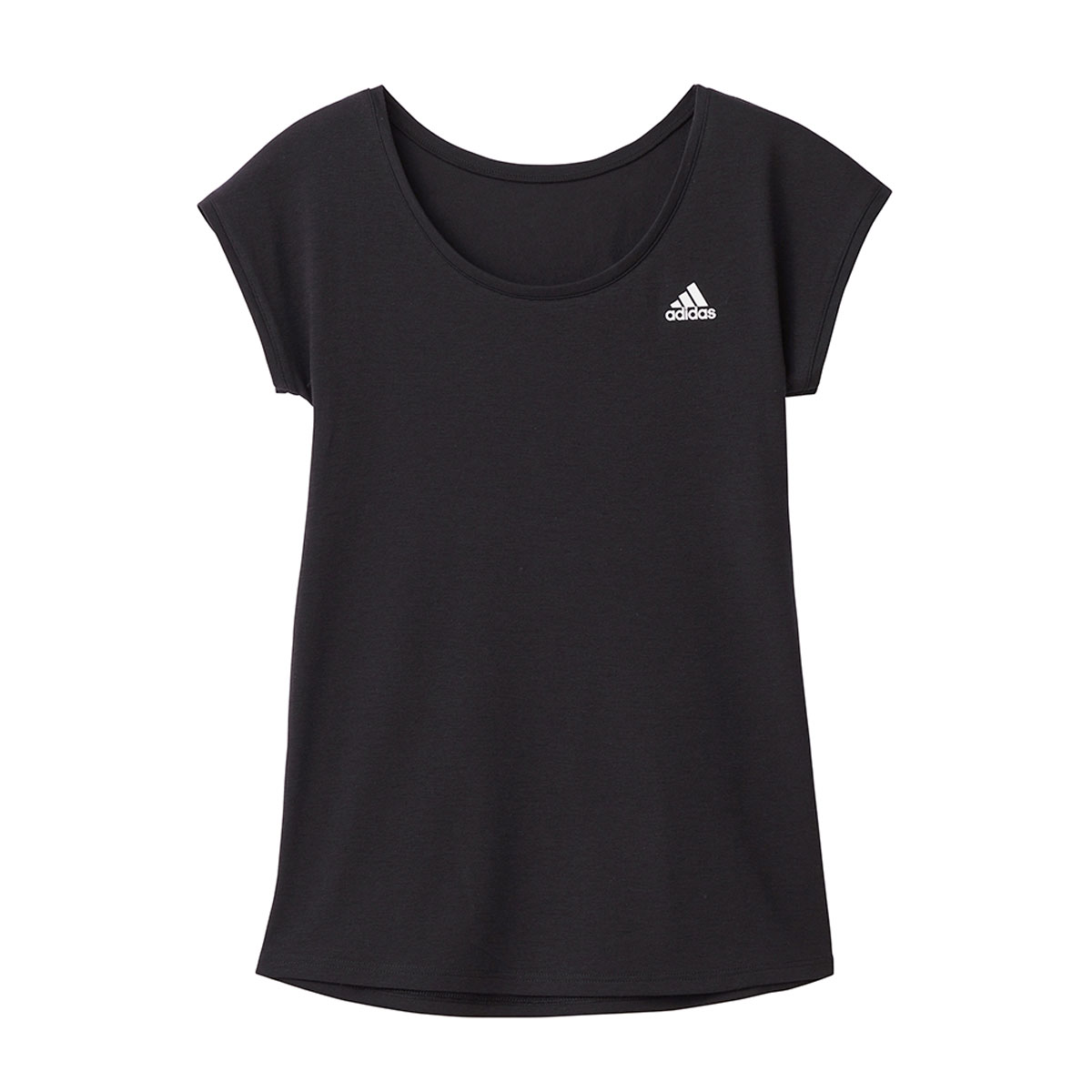 アディダス adidas フレンチスリーブ Tシャツ レディース ベーシック 吸汗速乾 綿混(BK-ブラック-S)