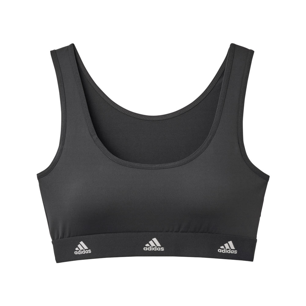 アディダス adidas ハーフトップ ブラジャー ノンワイヤー スポーツ レディース 単品(BK-ブラック-M)