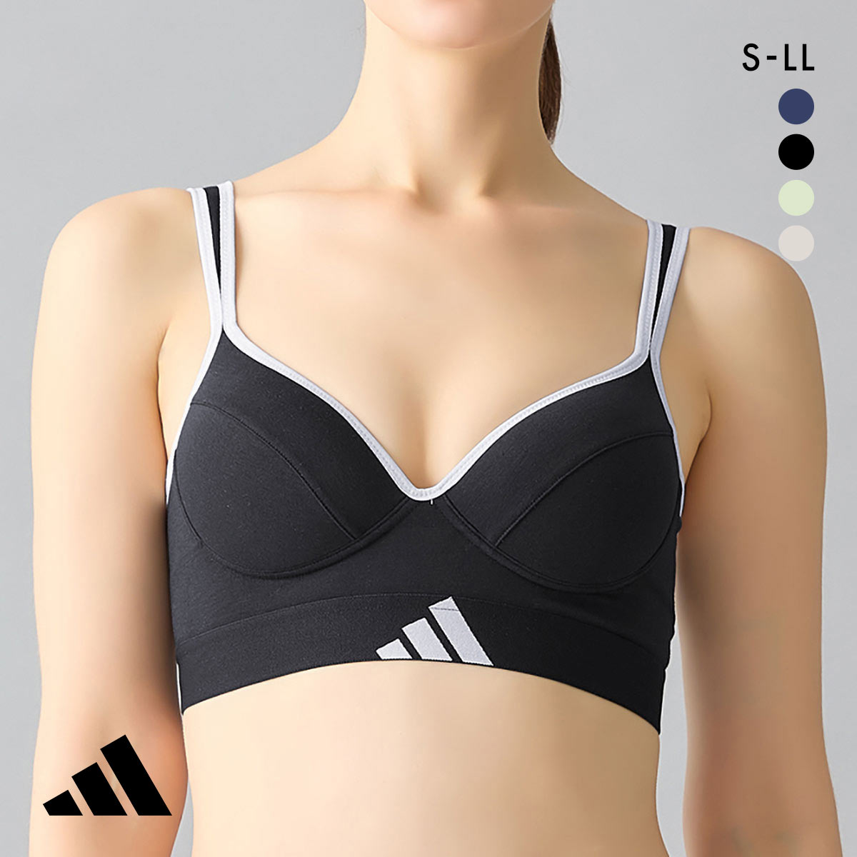 アディダス ノンワイヤー ブラジャー レディース adidas(BK-ブラック-S)