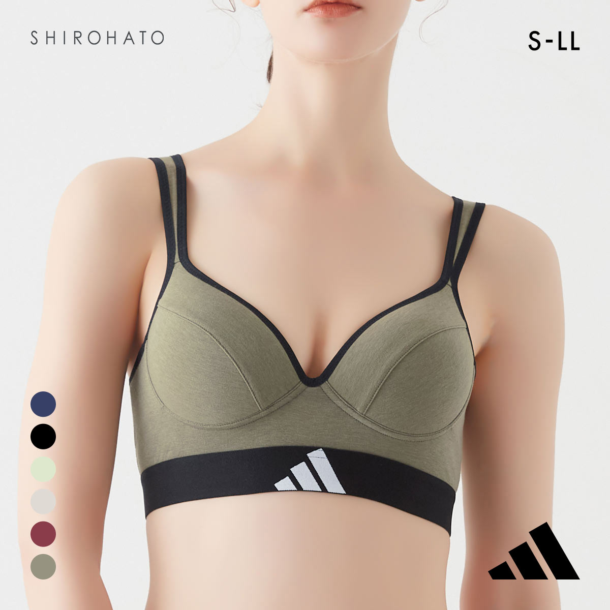 アディダス ノンワイヤー ブラジャー レディース adidas(KH-カーキ-S)