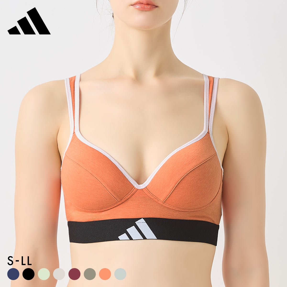 アディダス ノンワイヤー ブラジャー レディース adidas(OR-オレンジ-S)