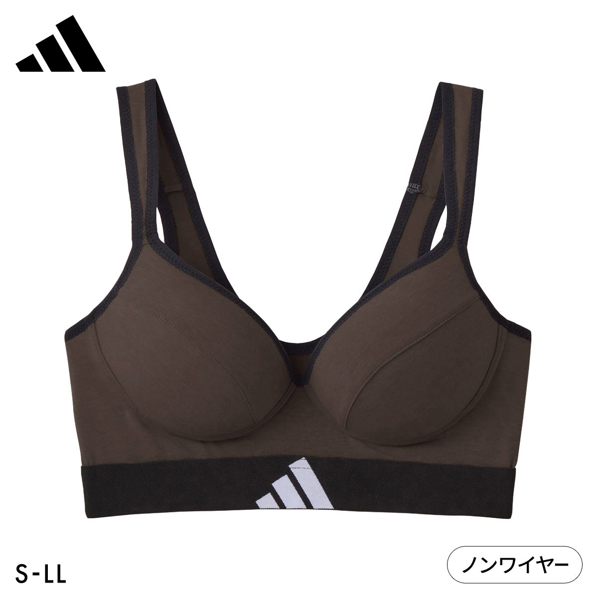 アディダス ノンワイヤー ブラジャー レディース adidas(DBR-ダークブラウン-S)
