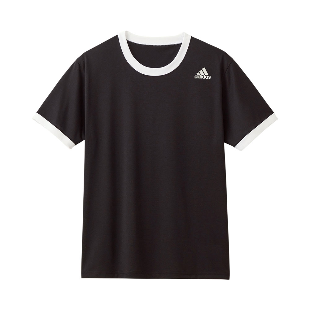 アディダス adidas クルーネック Tシャツ メンズ ショートスリーブ 半袖 スポーツ 吸汗速乾(BK-ブラック-M)