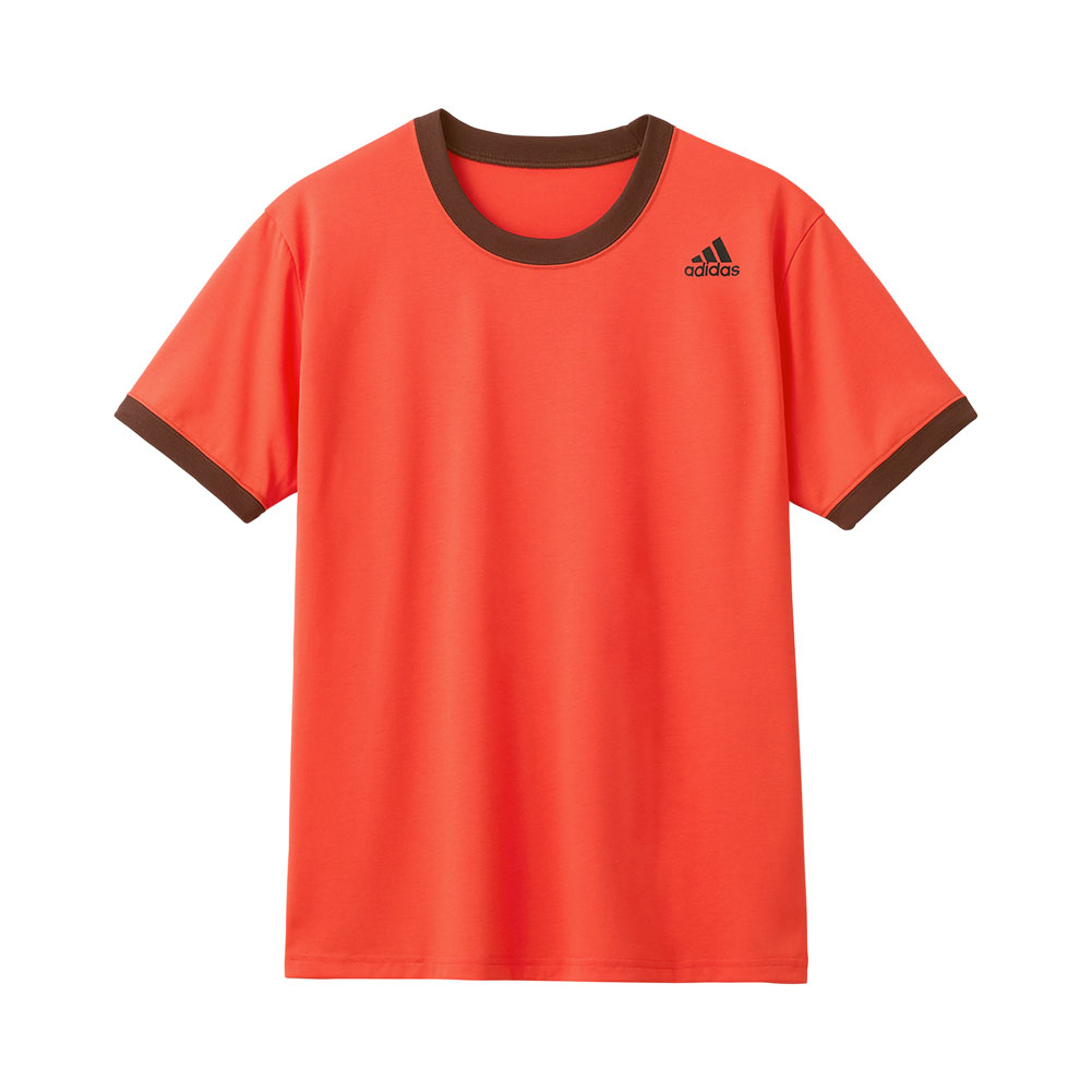 アディダス adidas クルーネック Tシャツ メンズ ショートスリーブ 半袖 スポーツ 吸汗速乾(OR-オレンジ-M)