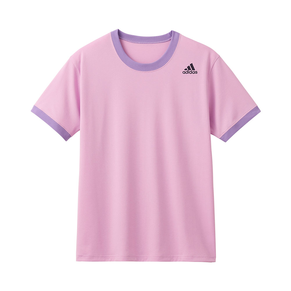 アディダス adidas クルーネック Tシャツ メンズ ショートスリーブ 半袖 スポーツ 吸汗速乾(LC-ライラック-M)